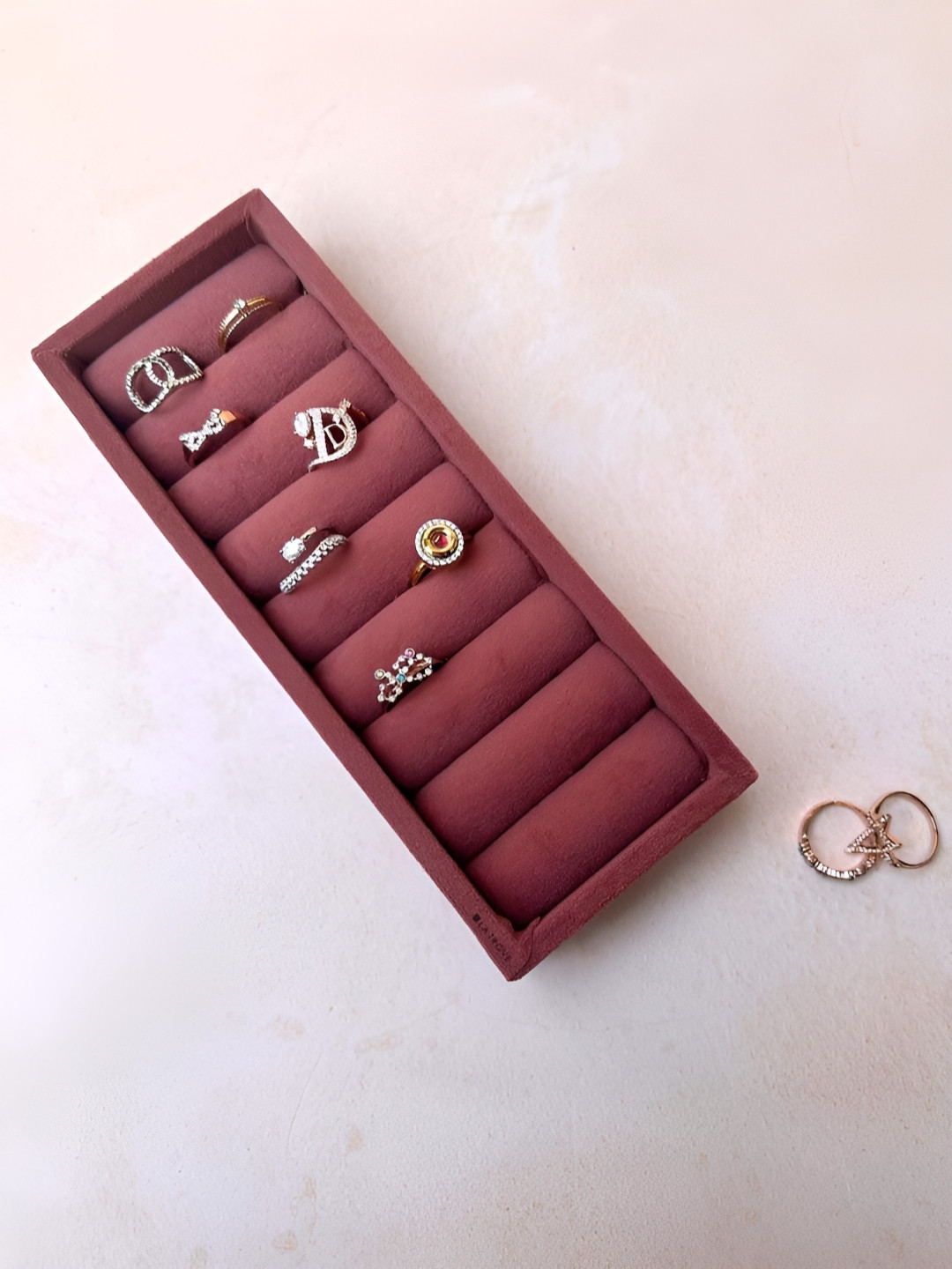 La Trove Darkpink Micro Jewellery Velvet Organizer Tray