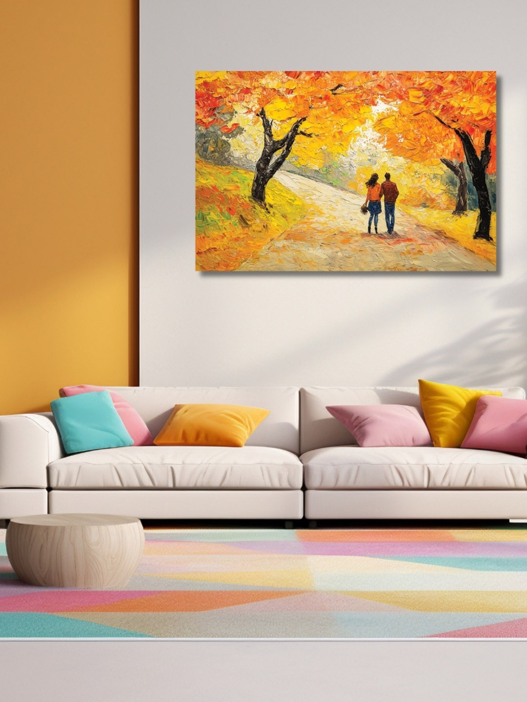 Viventiq Yellow & Black Couple Romantic Painting For Home Without Frame Wall Art