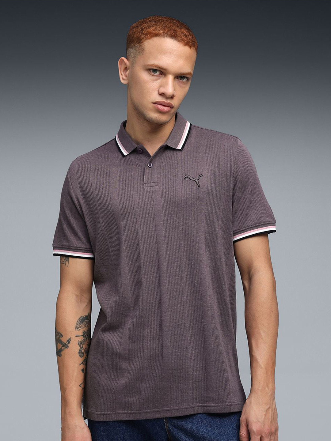 Puma Premium Essentials Eleveted Rib Polo Cotton T-shirt