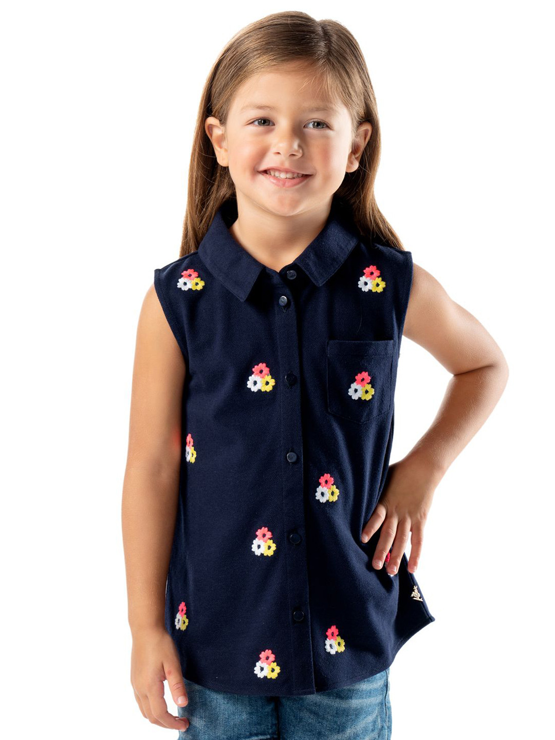 Cherry Crumble Girls Embroidered Shirt Style Top