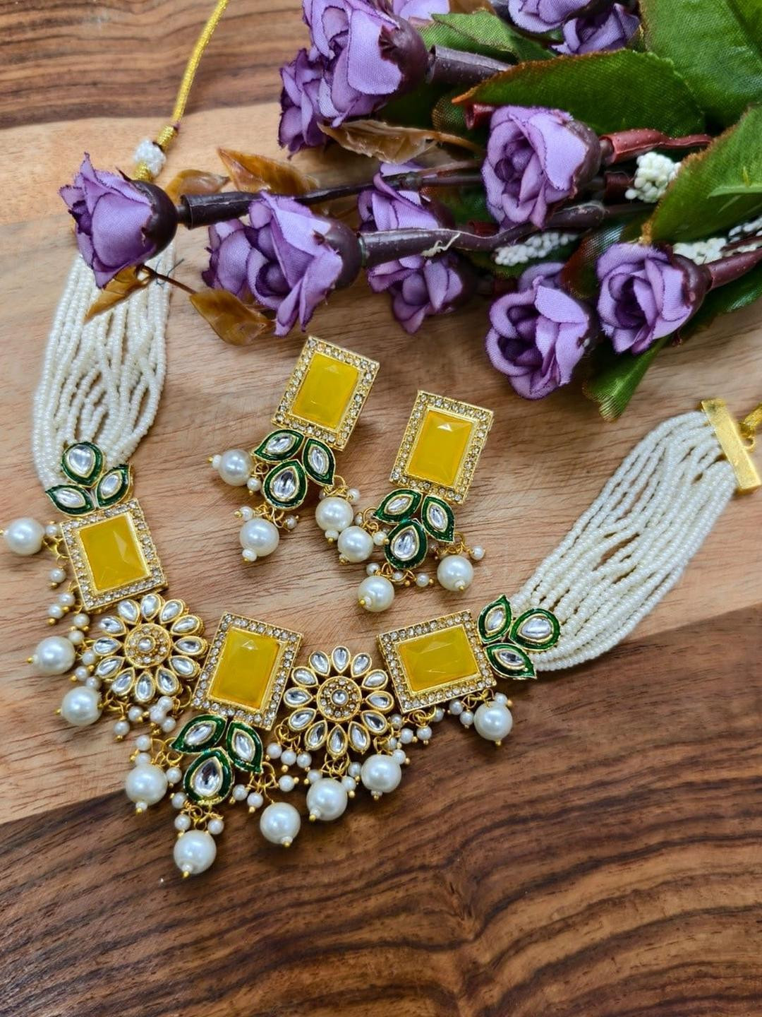 eeooaa Gold-Plated Brass Jewellery Set