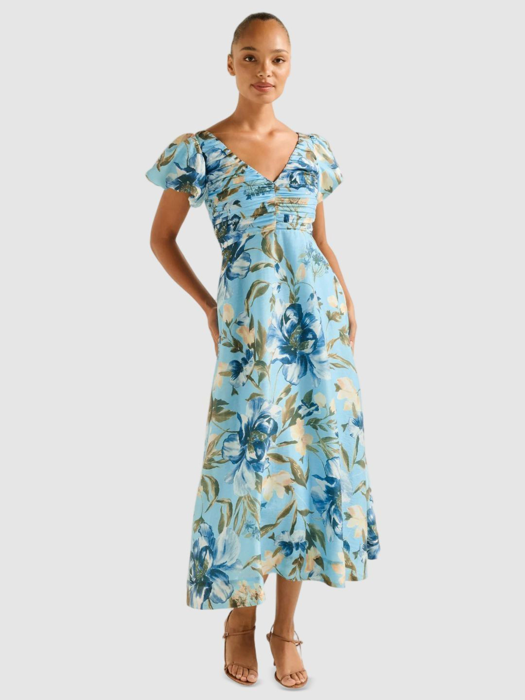 Forever New Women Floral Printed Gathered or Pleated A-Line Dress