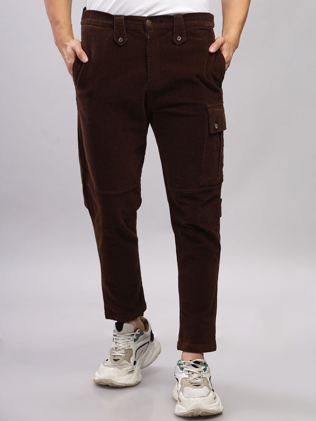 THREE DAYS Men Relaxed Regular Fit Mid-Rise Flat-Front Easy Wash Cargo Styles Trousers