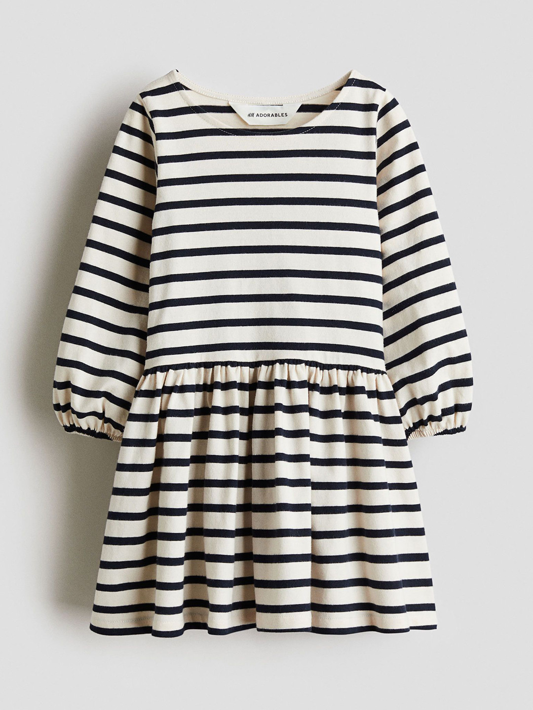 H&M Textured Balloon-Sleeved Dress