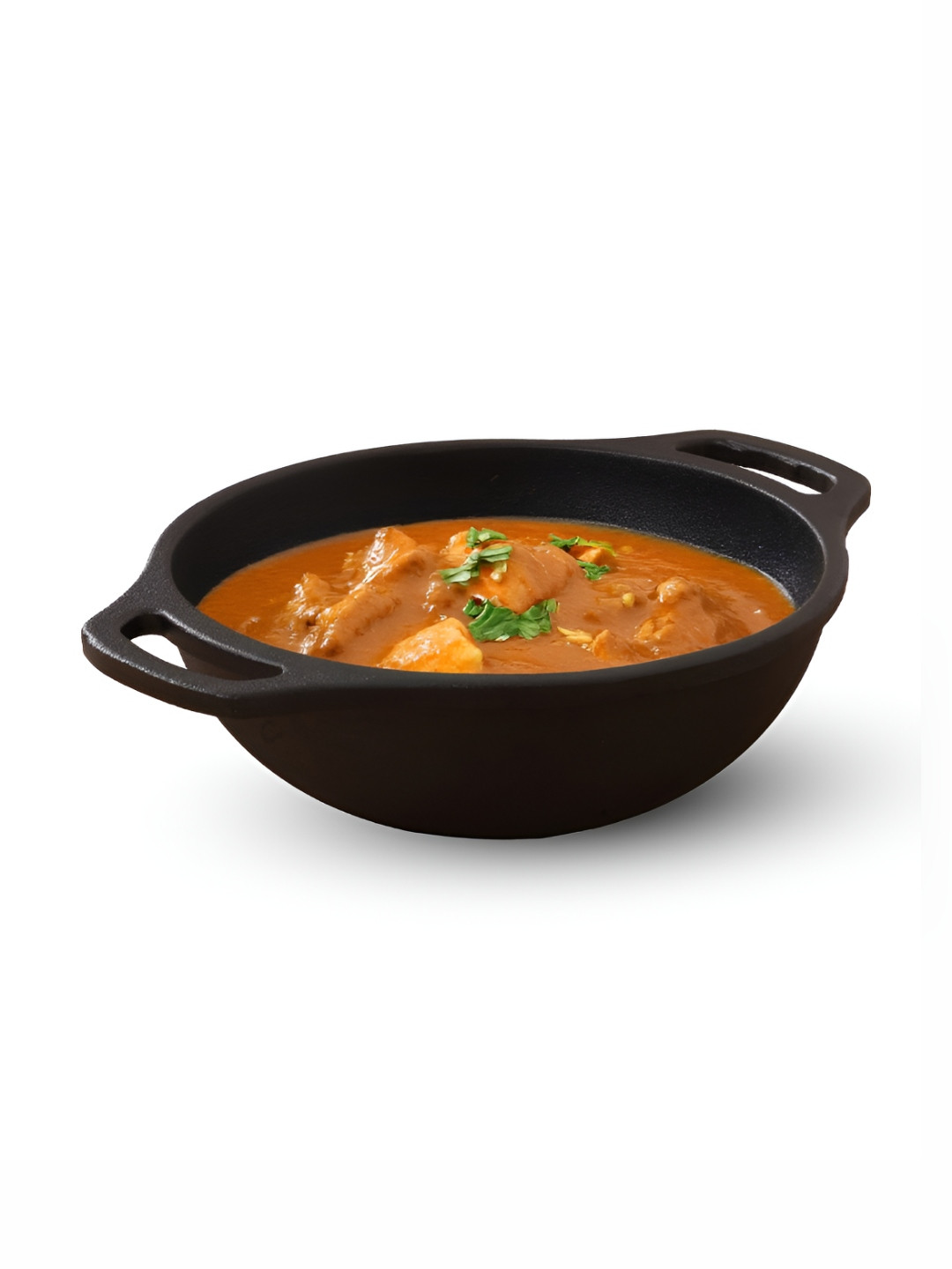 The Indus Valley Black Cast Iron Kadhai with Flat Handles