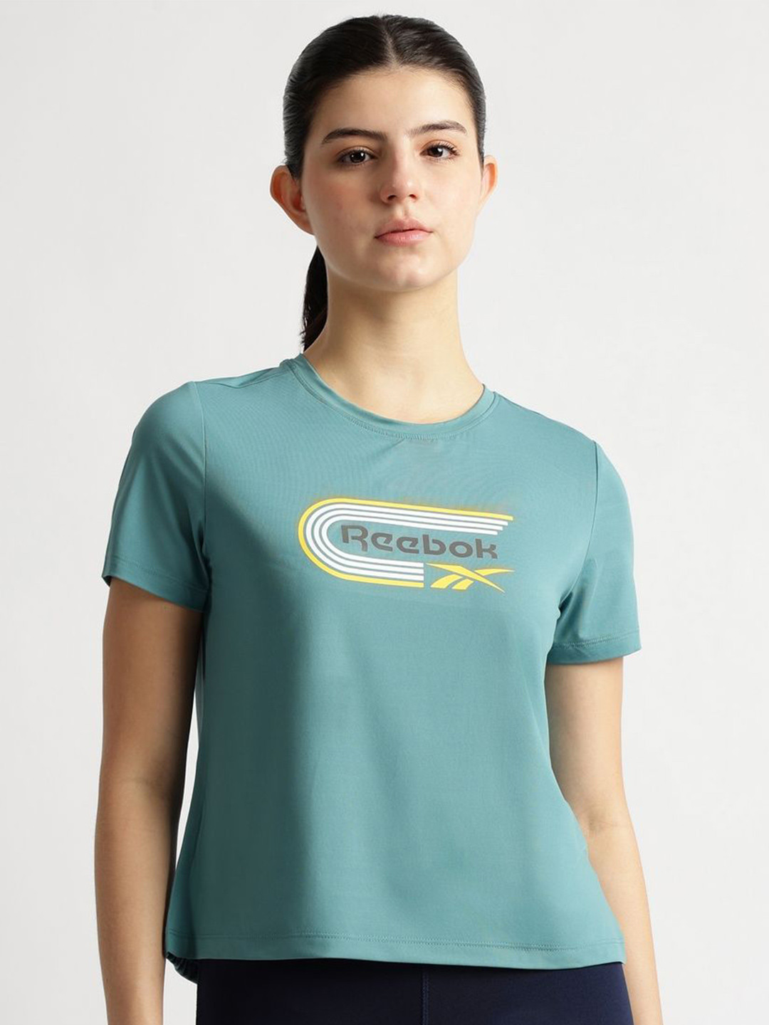 Reebok Women Solid Round Neck T-shirt