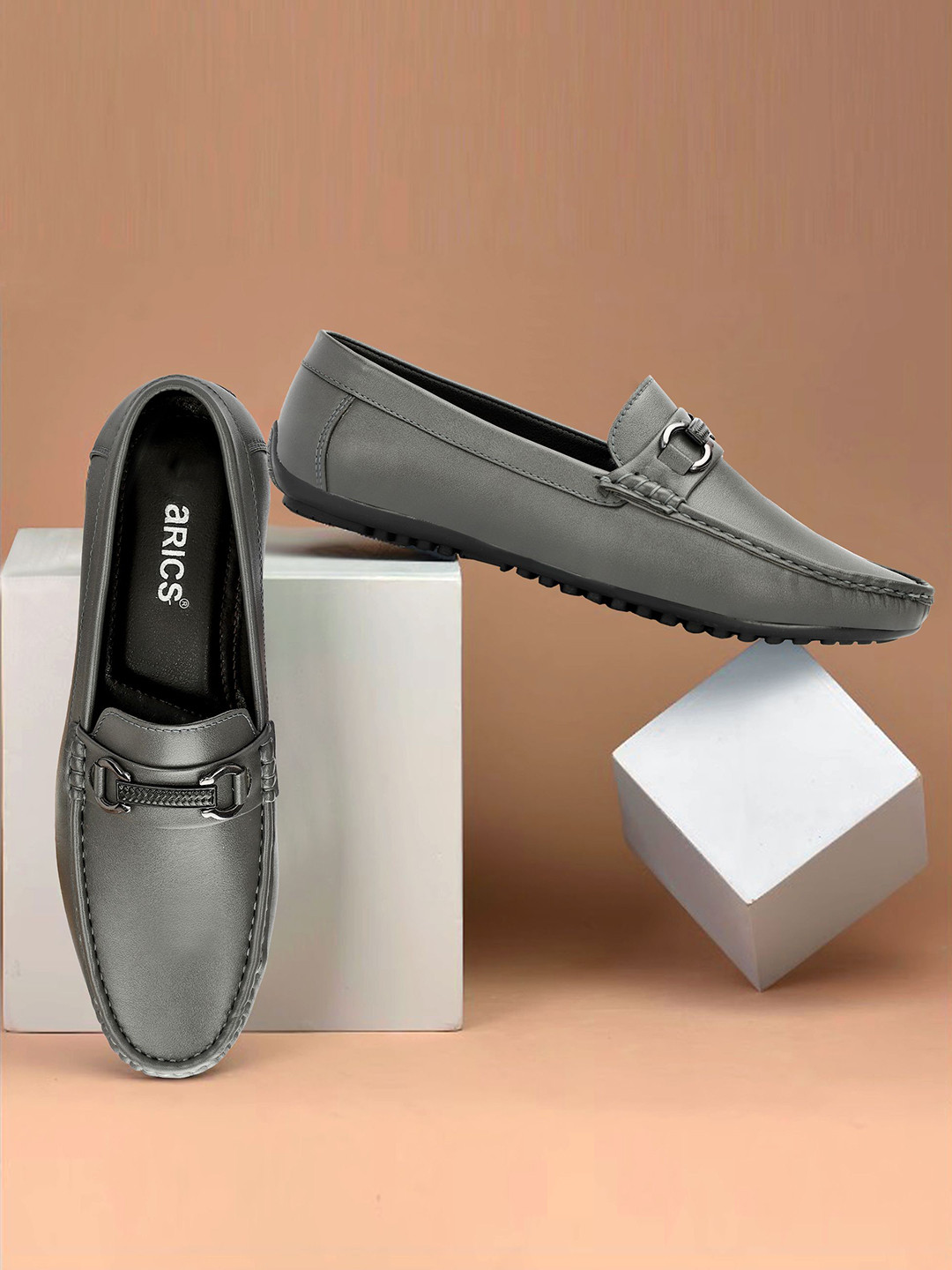 Arics Men Textured Leather Everyday Loafers