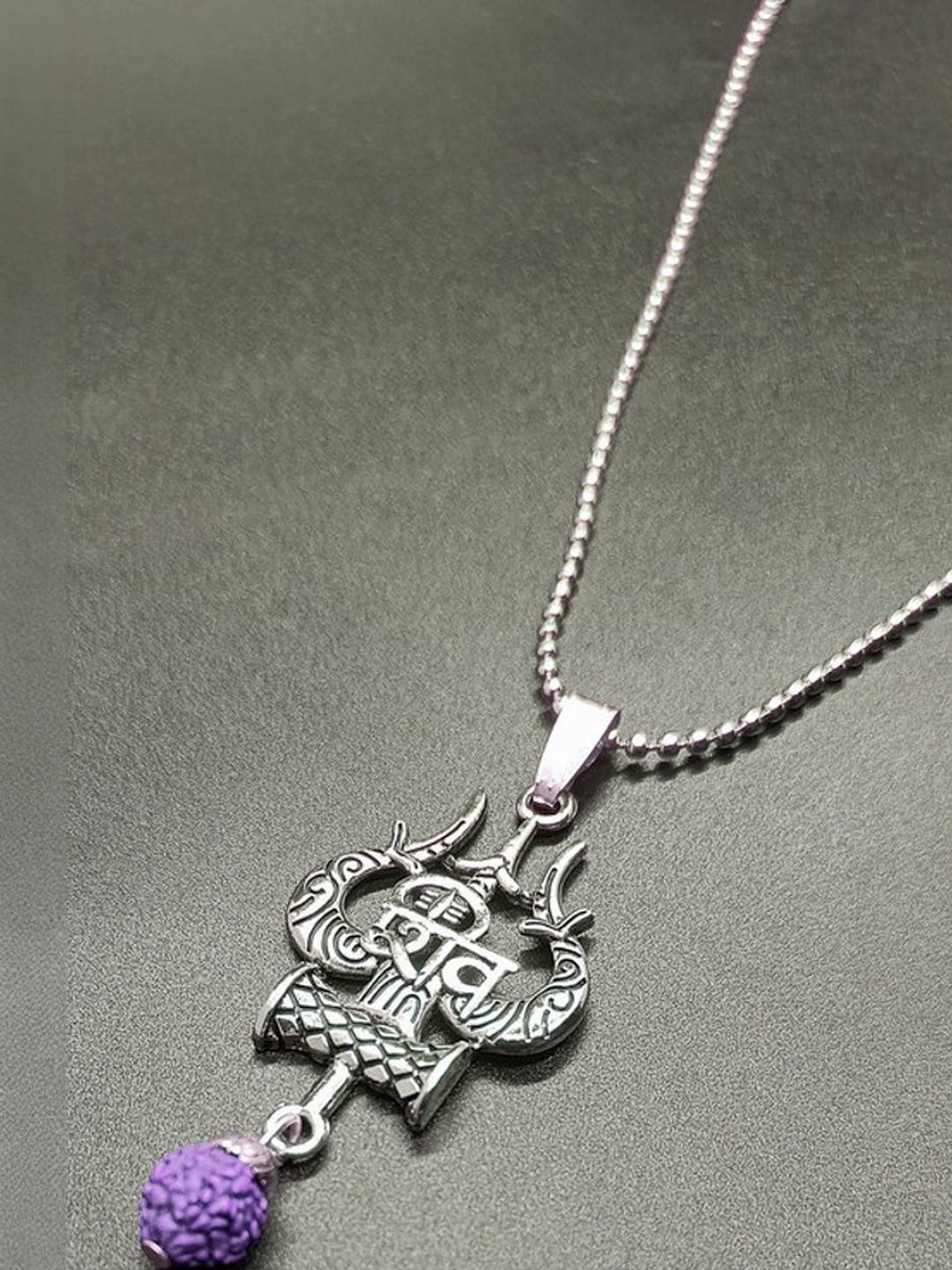 Dynamic Retail Global Men's Silver Plated Chain With Shiva Pendant