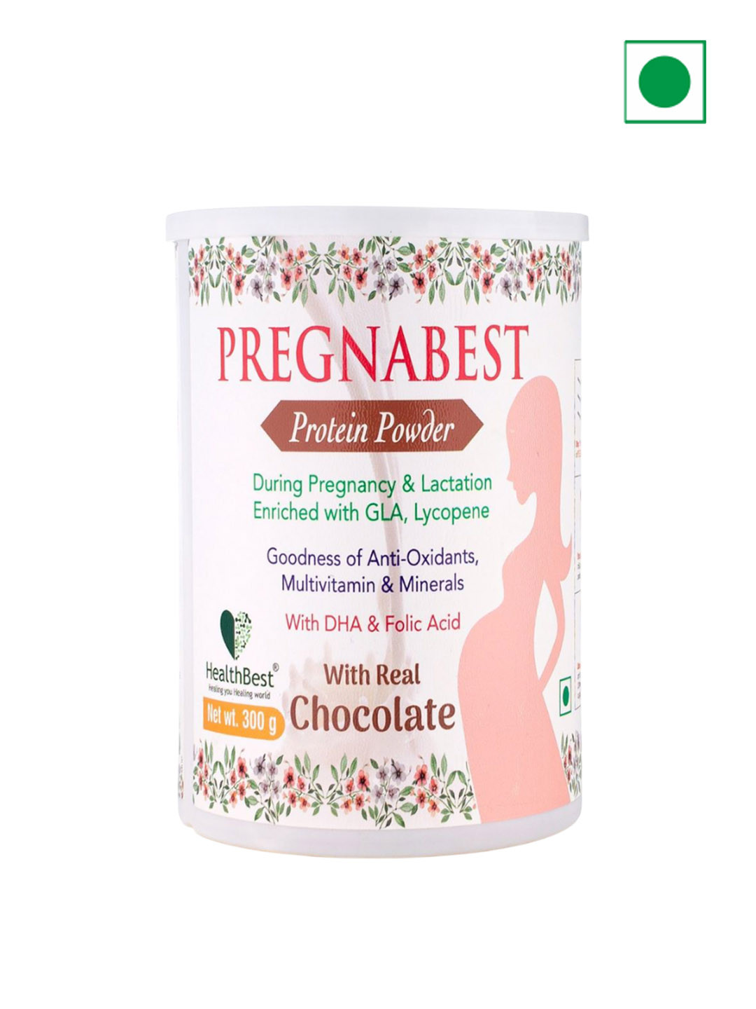 HealthBest Women Pregnabest Protein Powder With DHA & Folic Acid- 300 g- Chocolate Flavor