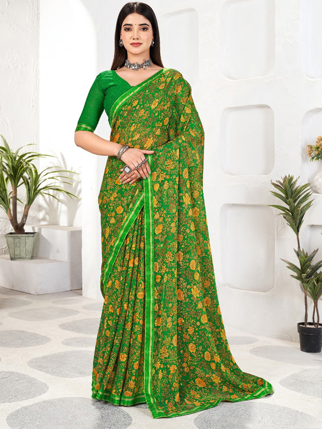 Pandadi Saree Floral Printed Pure Chiffon Sarees