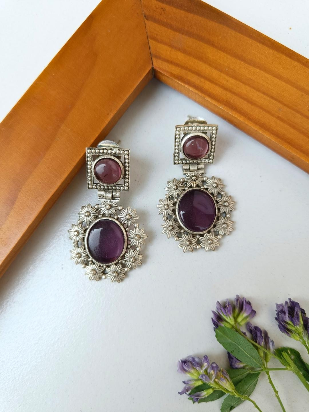 FindHerFavorite Silver-Plated Brass Earrings