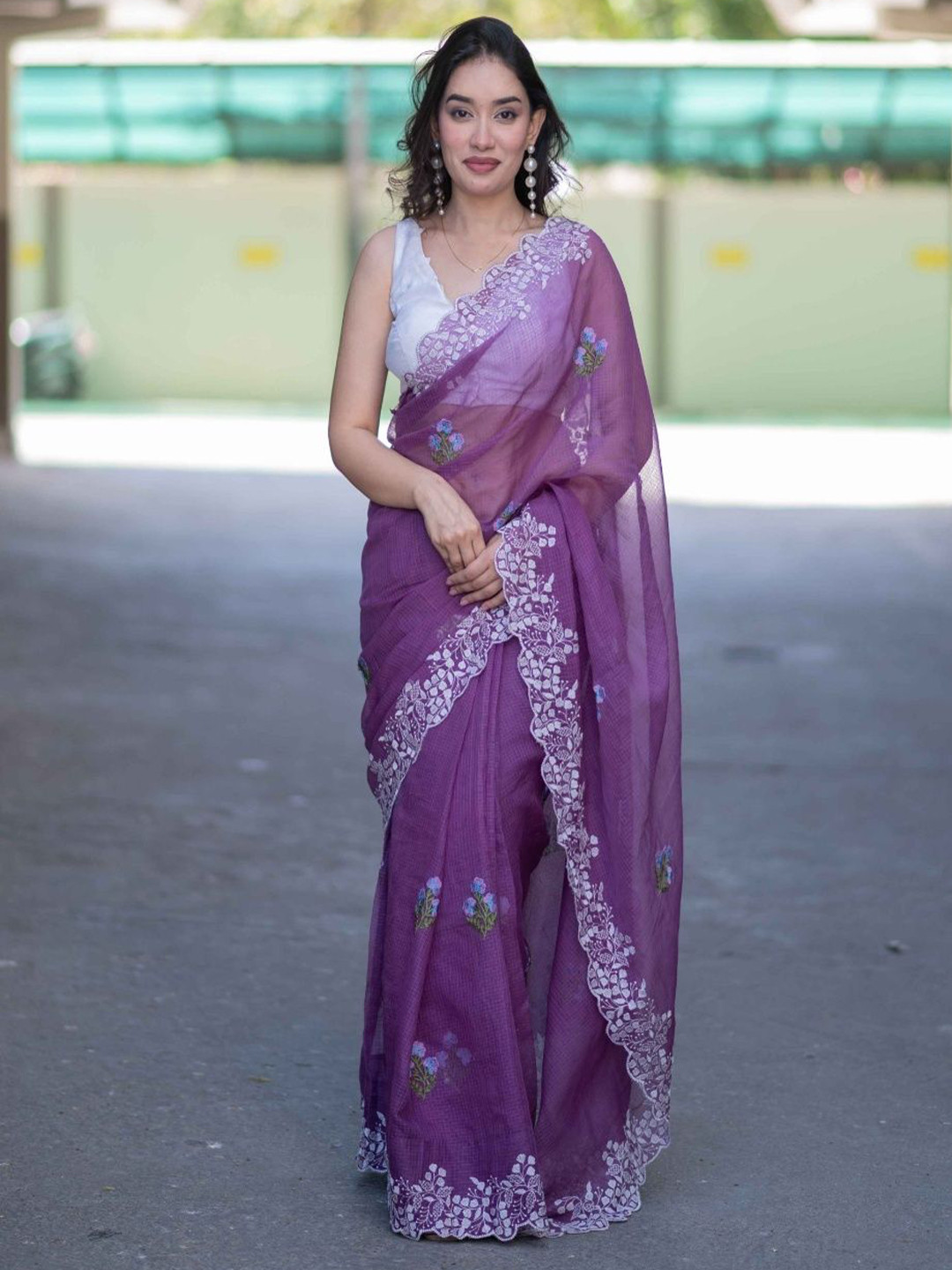 The Raksha Store Ethnic Motifs Embroidered Pure Cotton Saree