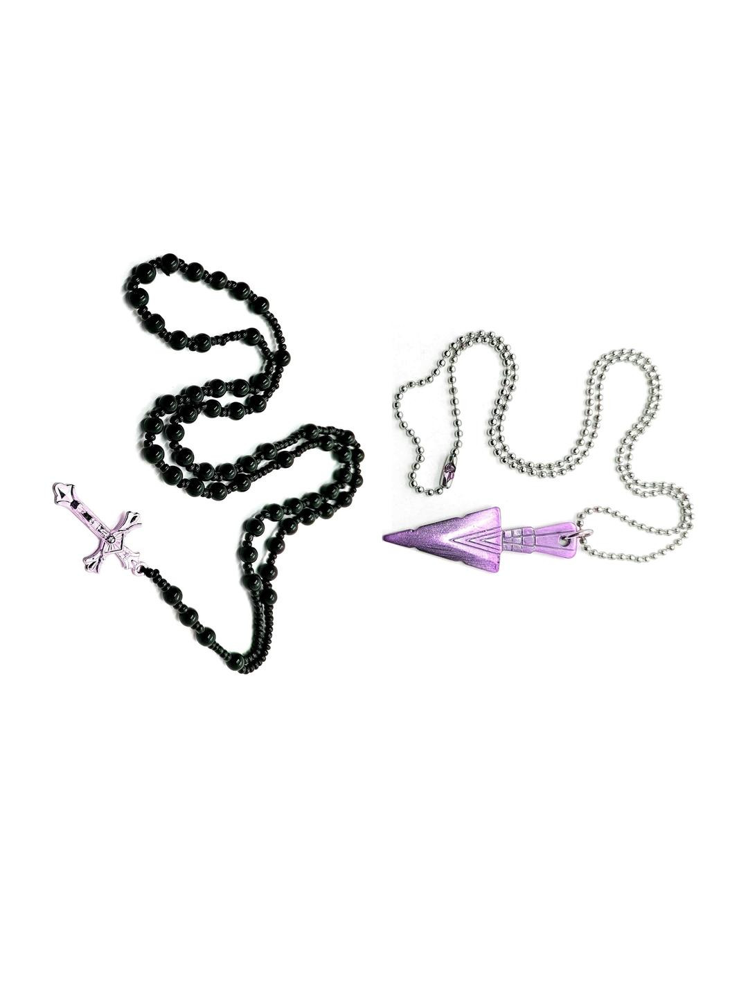 Dynamic Retail Global Set of 2 Men Cross Necklace and Chains