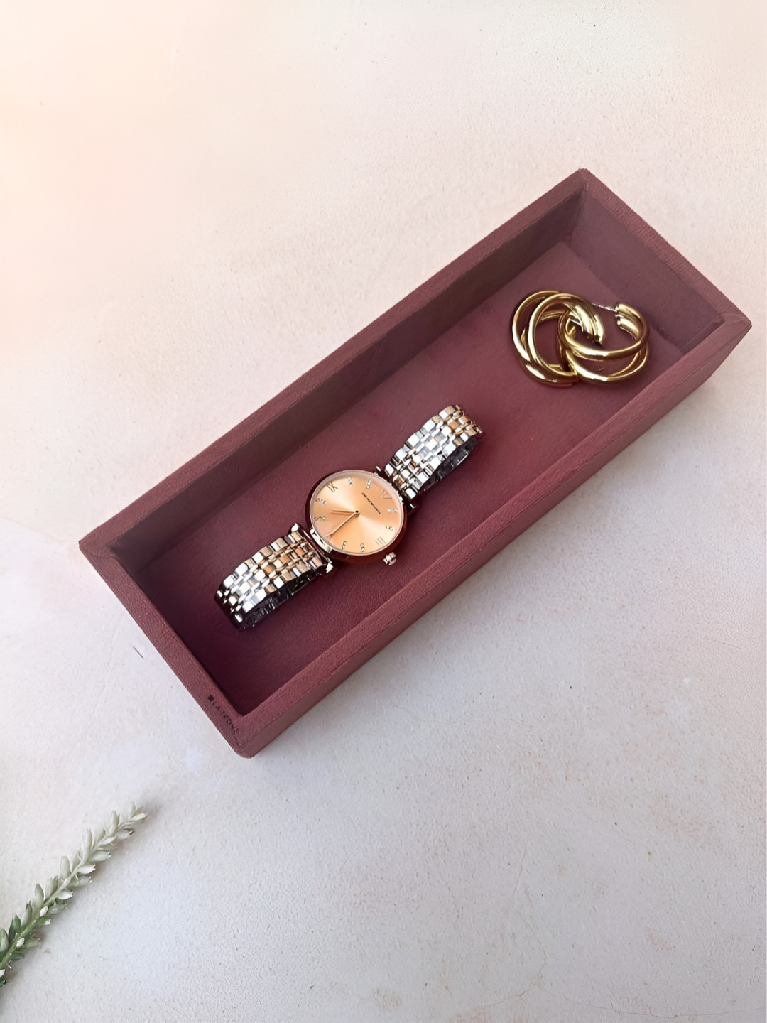 La Trove Micro Darkpink Velvet Jewellery Organizer Tray