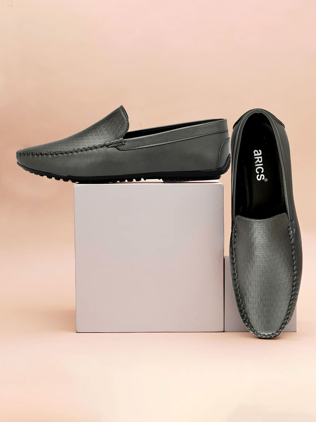 Arics Men Textured Leather Everyday Slip-On Sneakers