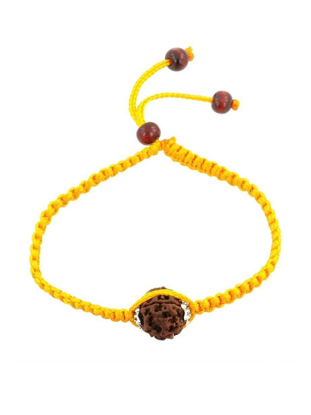 Divine souvenirs Wooded Unisex Gold-Plated Artificial Beaded Link Bracelet