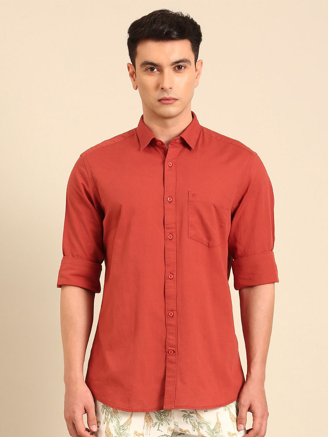 CAVALLO by Linen Club Slim Fit Cotton Linen Shirt