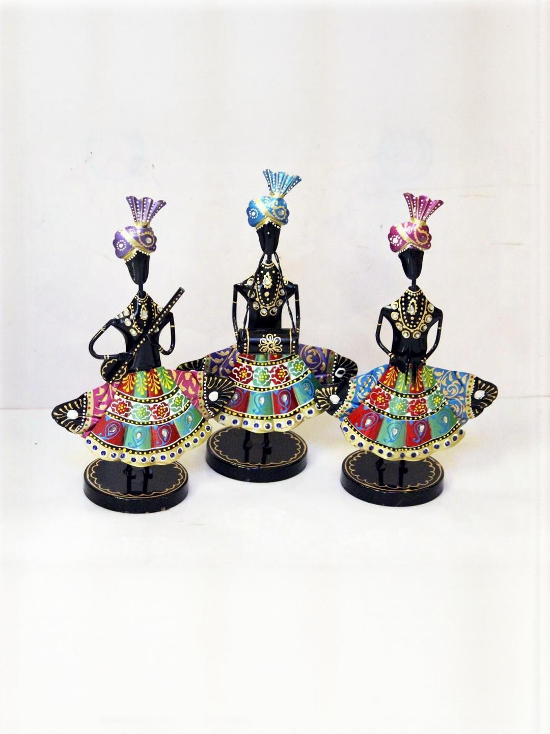 The SK Creative Arts Multicoloured Rajasthani Musicians Showpiece - Set of 3