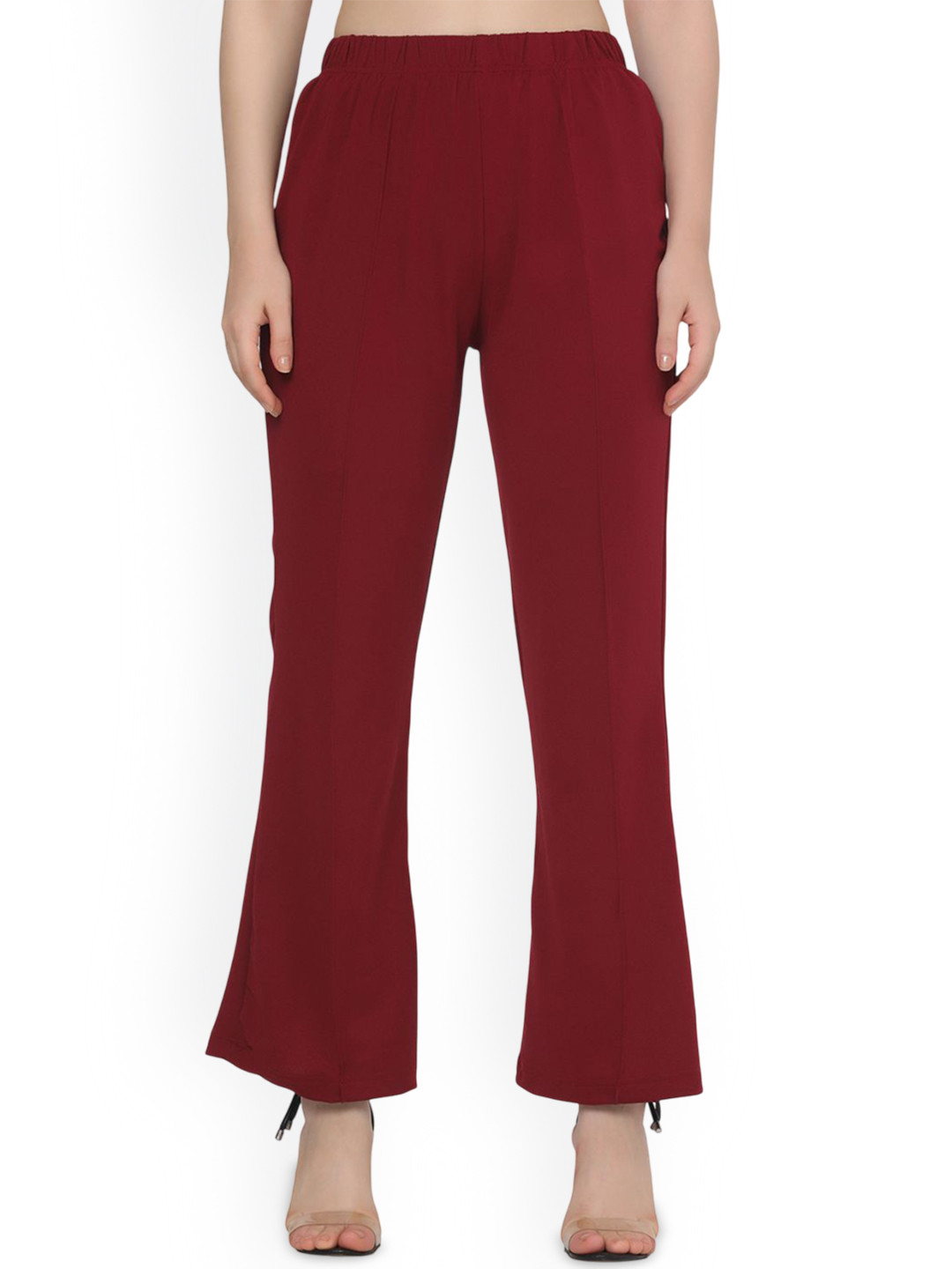 SZN Women Solid High-Rise Western Trouser