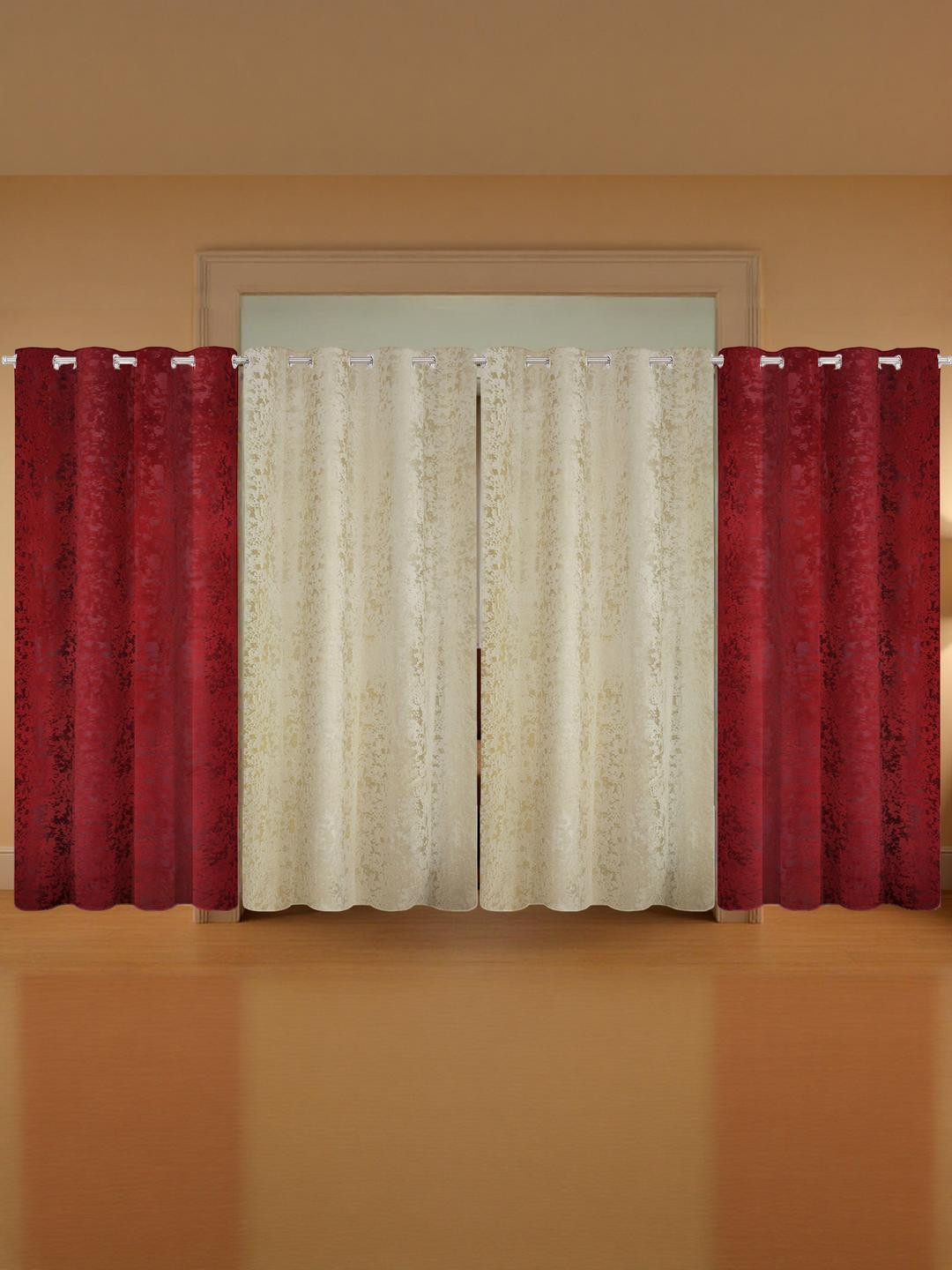 IVAZA Maroon  Black Out Door Curtain - Set of 4