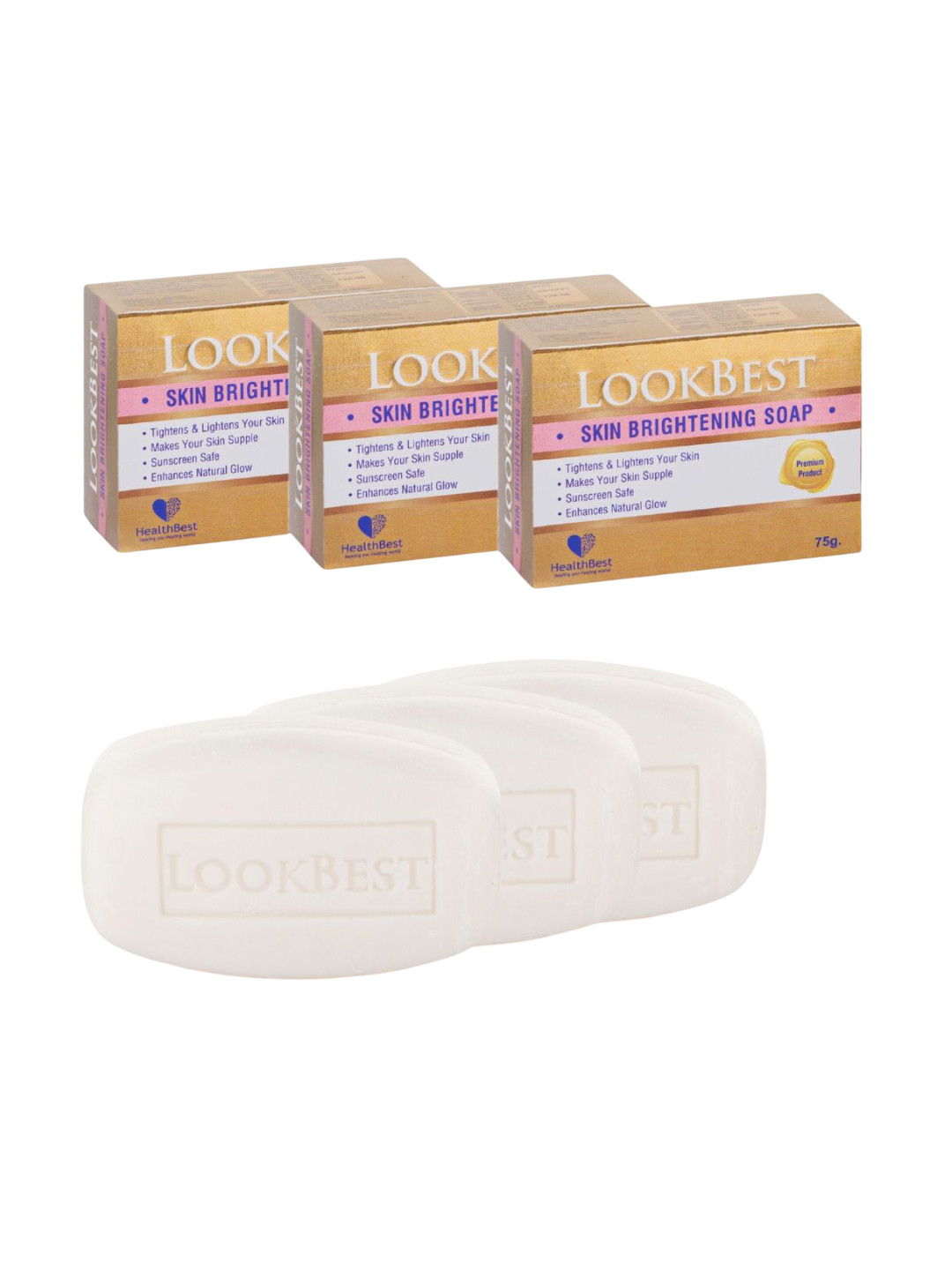 HealthBest Set Of 3 Skin Brightening Soap- 75 g Each
