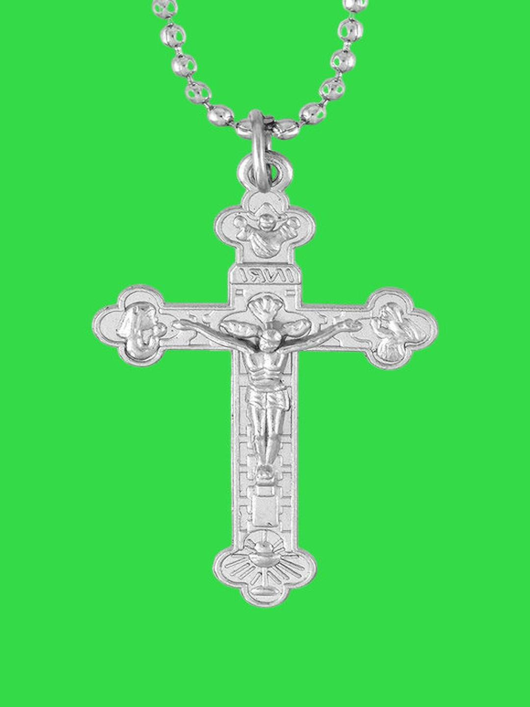 Dynamic Retail Global Men's Silver-Tone Cross Pendant