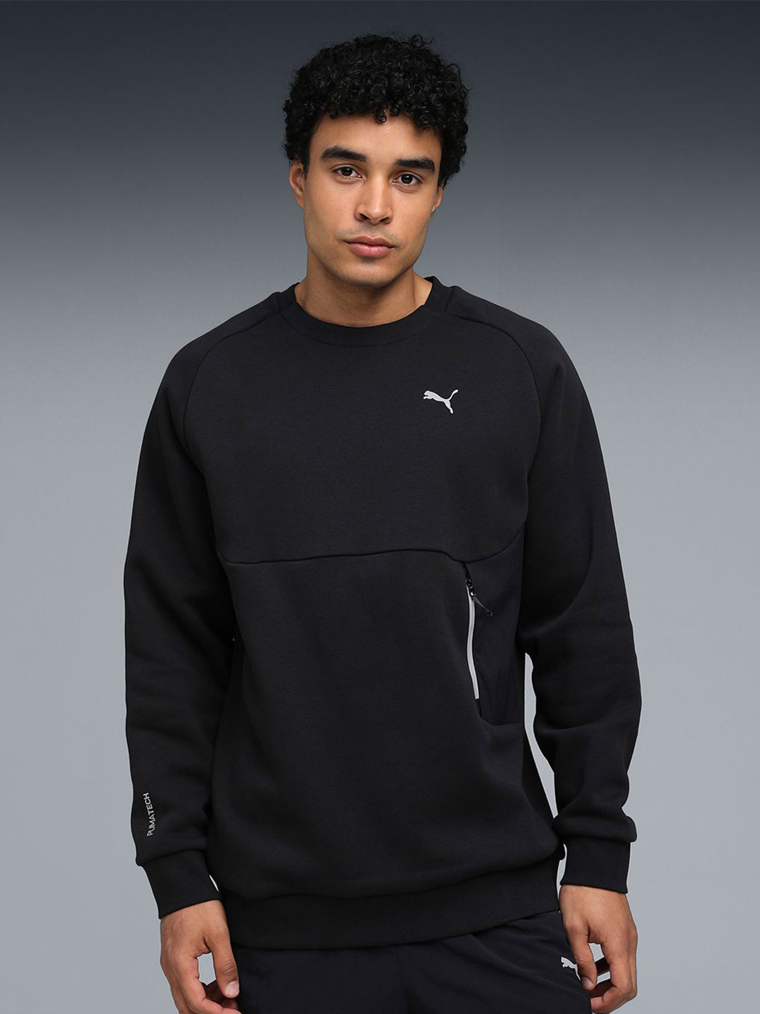 Puma Tech Relaxed Crew Men Solid Sweatshirt