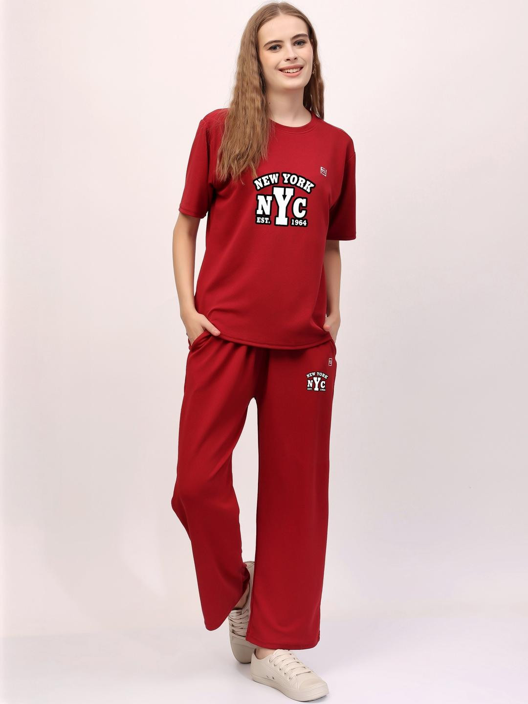 FITIN OUTFIT Typography Printed T-shirt & Pyjama Set