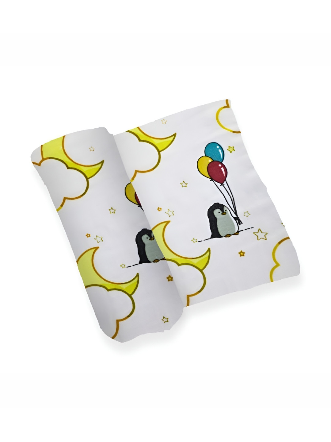Attica Tracery Kids White & Yellow Printed 6 Layer Pure Cotton Blanket