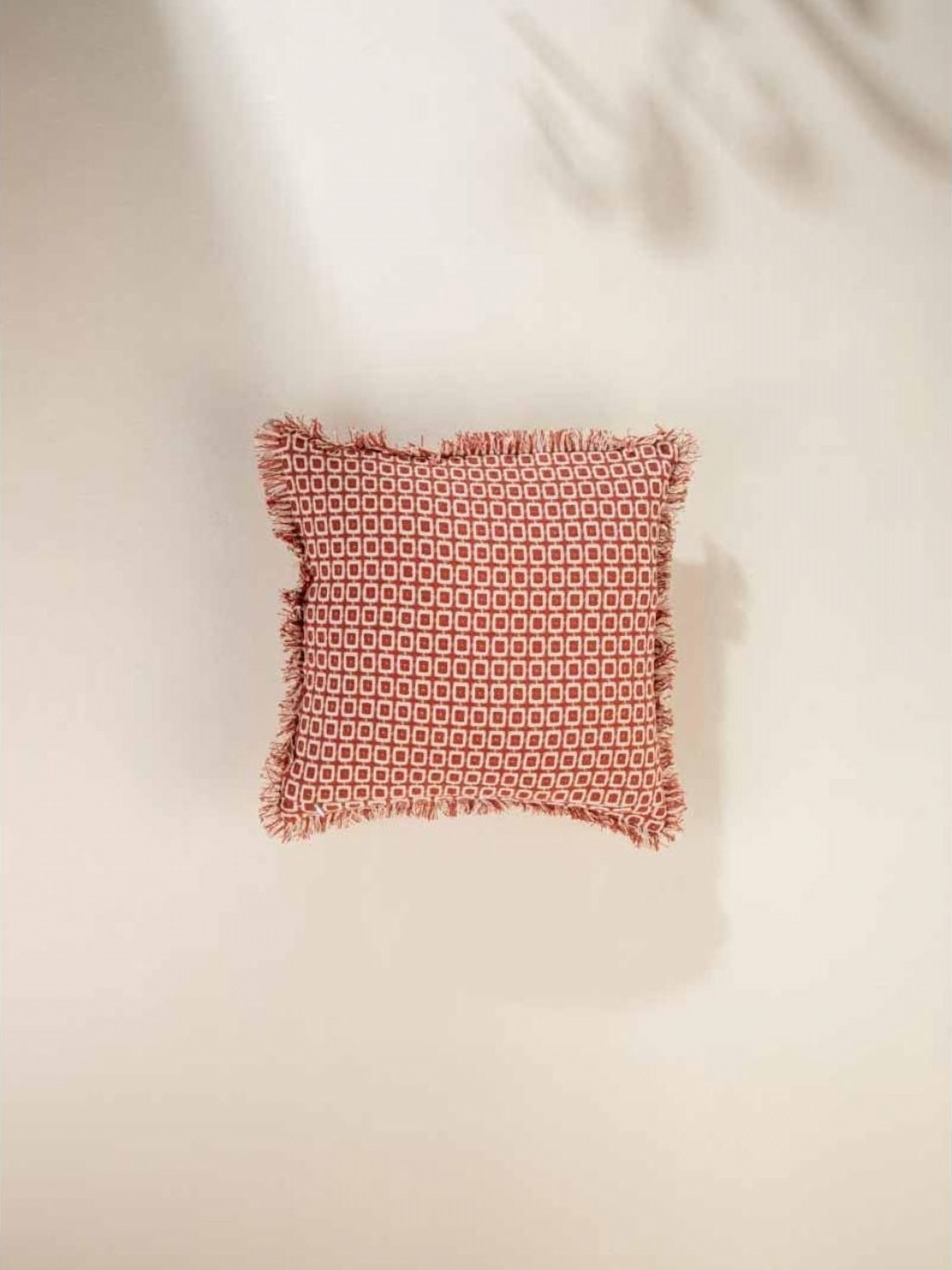 FREEDOM TREE Ooty Geo Red Geometric Textured Cotton Square Cushion Covers