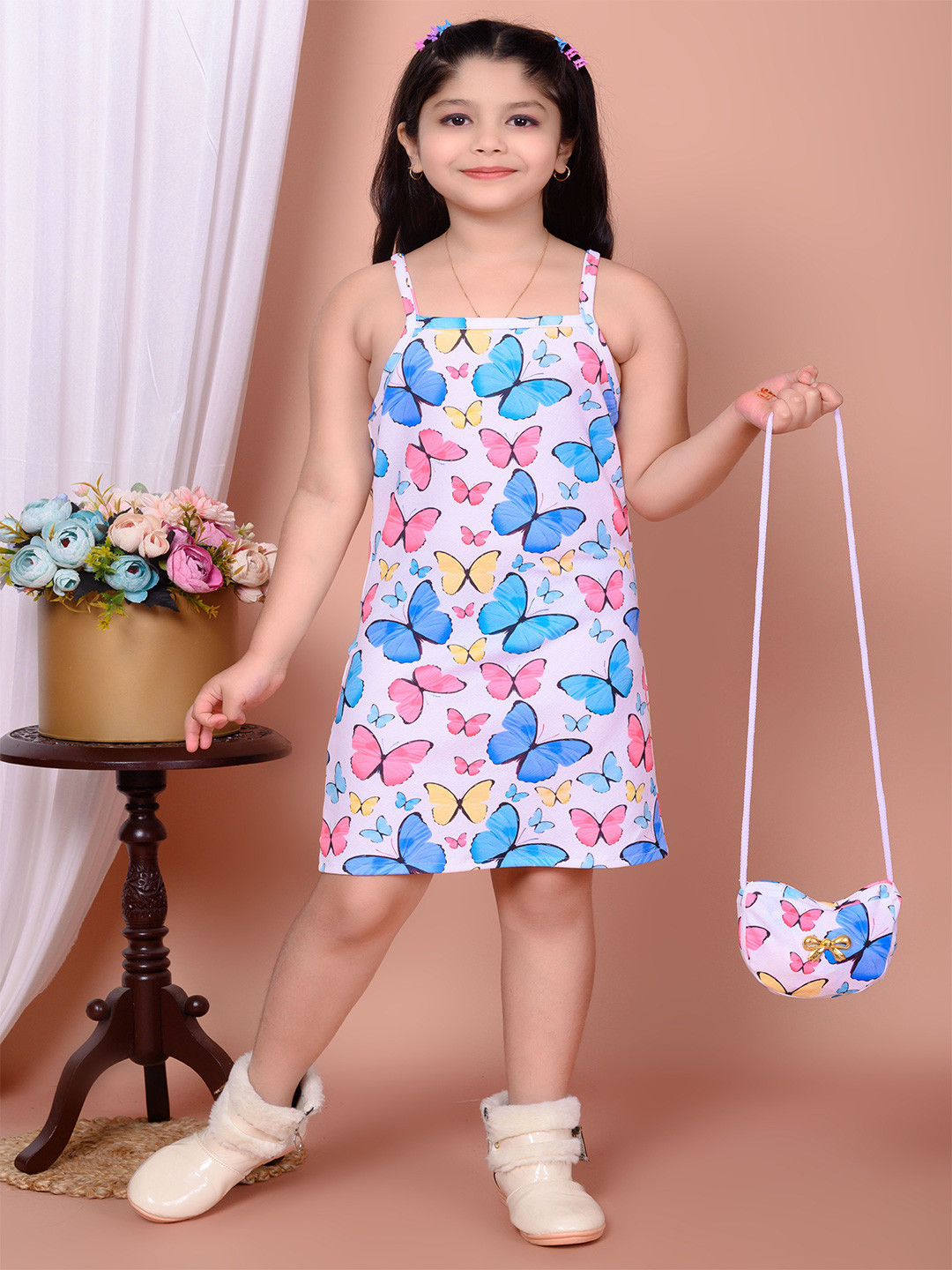 IKONIC FASHION Girls Print Shoulder Straps Bodycon Dress