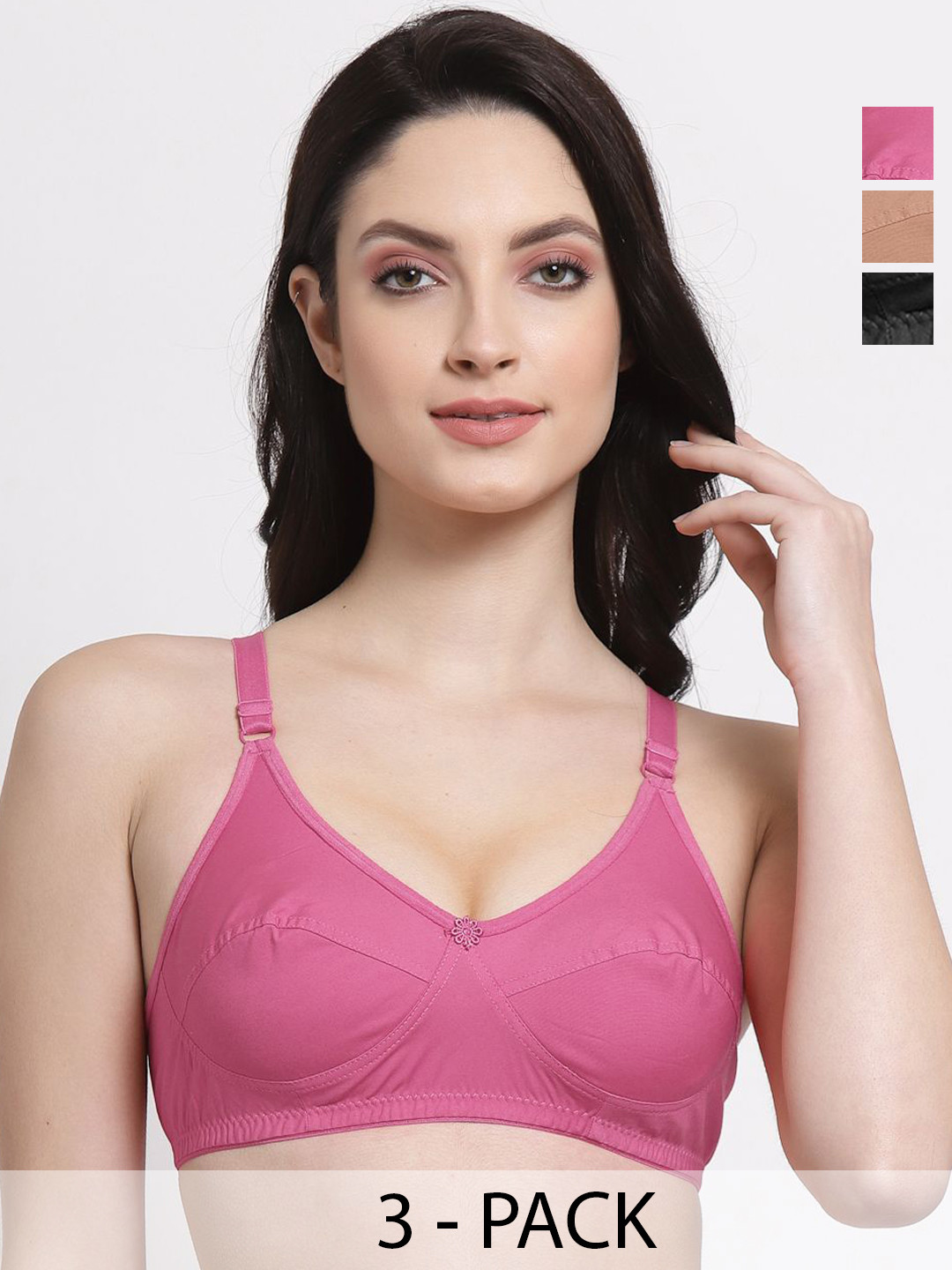 SHYAM SONS FLAIR Women 3 Solid Full Coverage Non-Wired Bra
