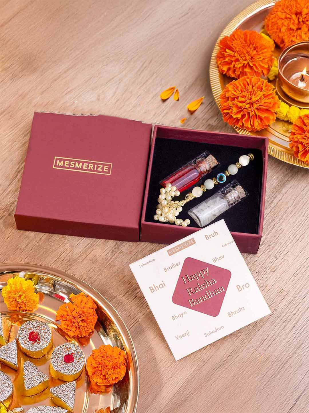 Mesmerize Guidance Angelite Natural Stone Lumba Rakhi