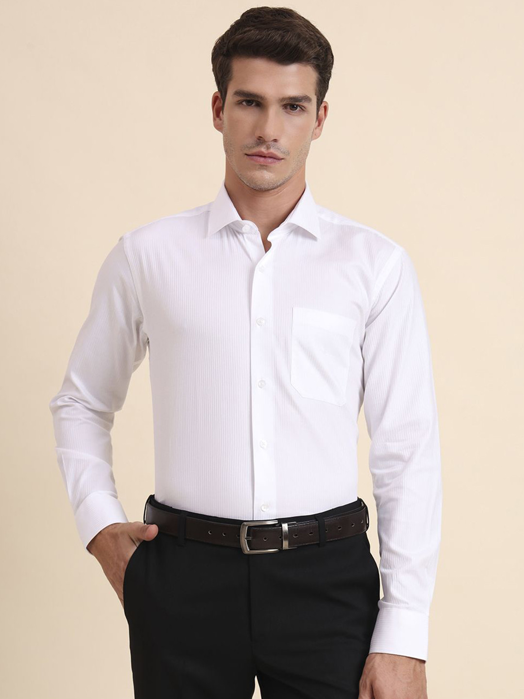 METAL Slim Fit Long Sleeves Pure Cotton Formal Shirt