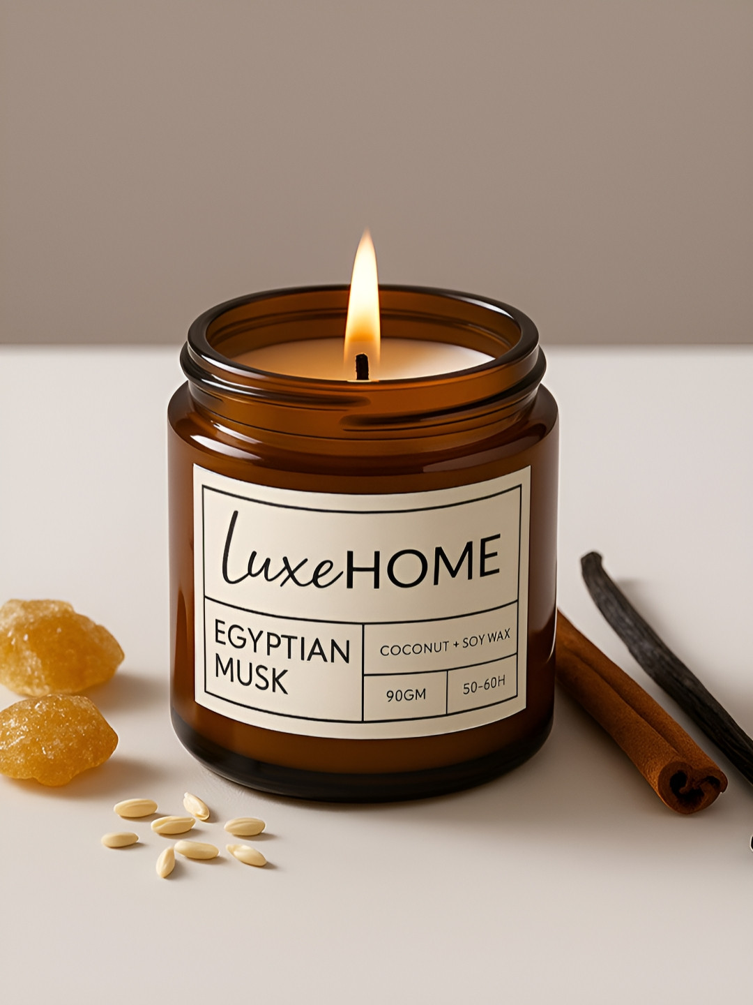 LUXEHOME INTERNATIONAL Lx Egyptian Musk Scented 1 Wick Solid Geometric Regular Jar Candles