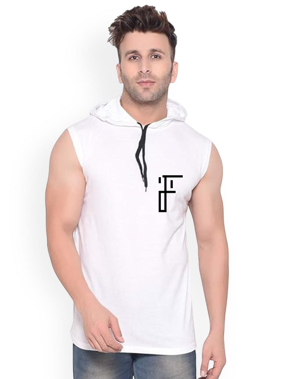 Fashnobic I'm Not Lazy Back Printed Hooded Gym Vest FB-106_W_Back_pt-198