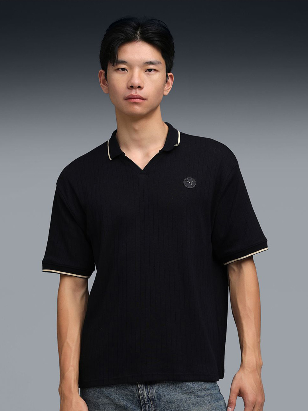 Puma Premium Essentials Jacquard Rib Cotton Polo Tshirt