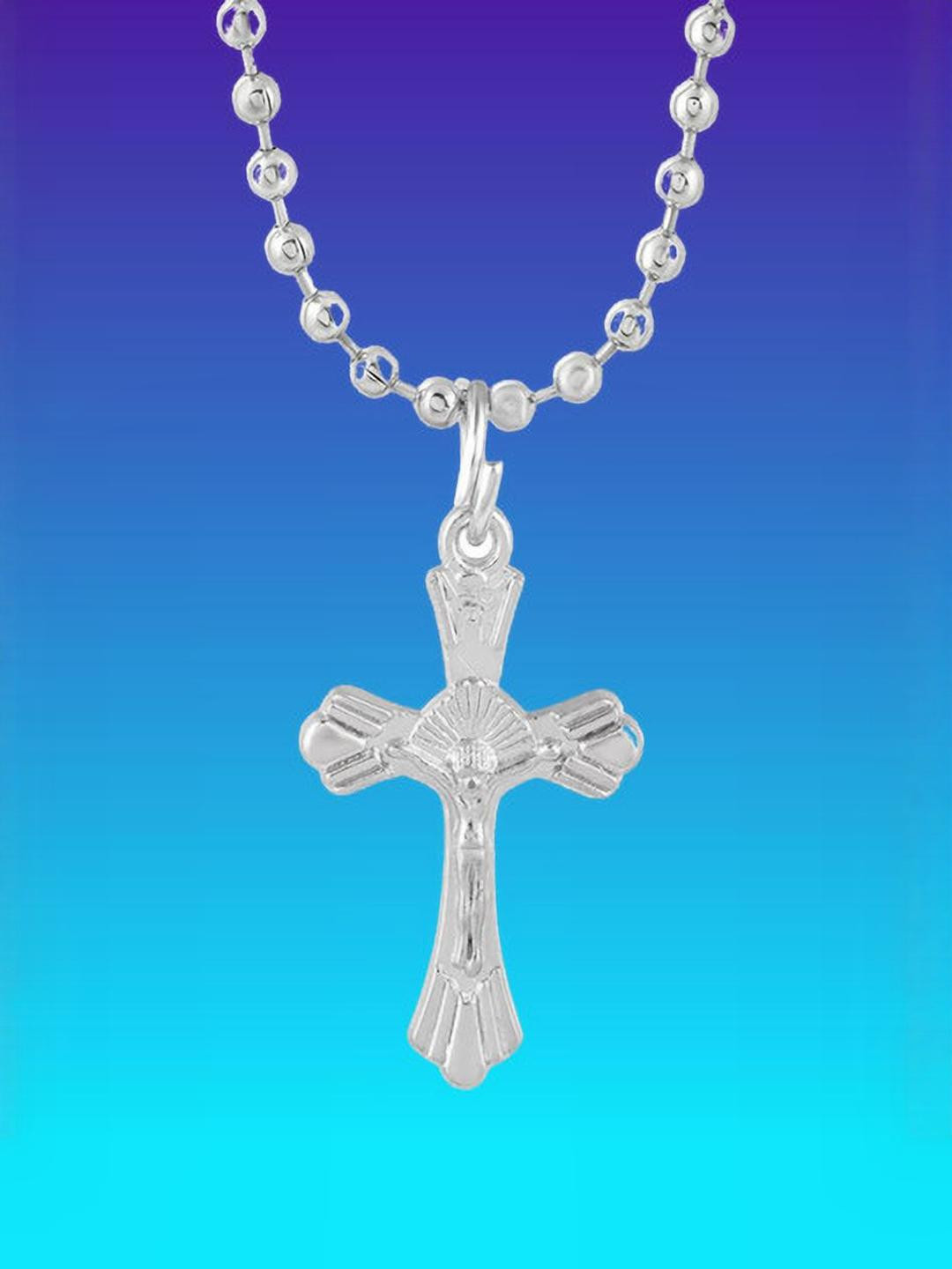 Dynamic Retail Global Silver Plated Crucifix Cross Pendant Chain