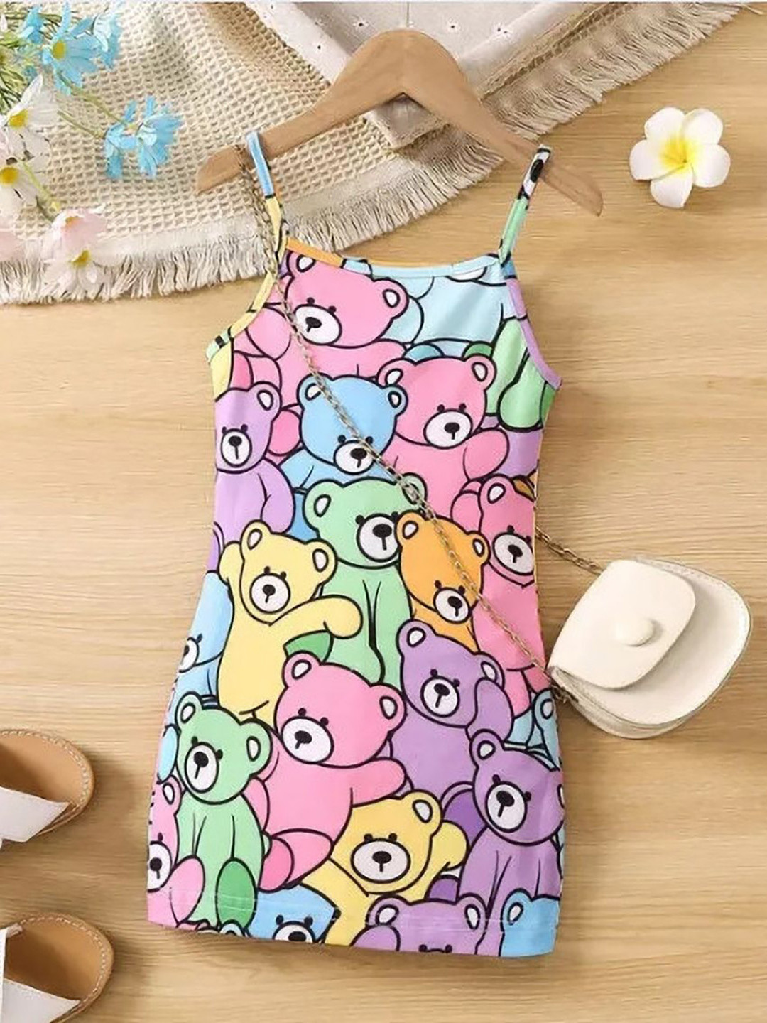 IKONIC FASHION Girls Animal Printed Shoulder Straps Bodycon Dress