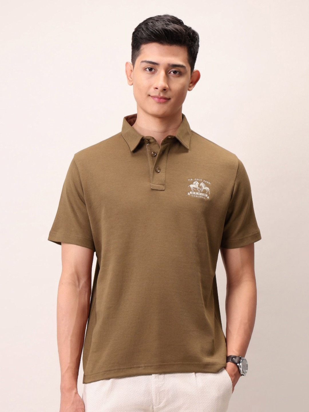 U.S. Polo Assn. Denim Co. Brand Logo Printed Polo Collar Muscle Fit T-shirt