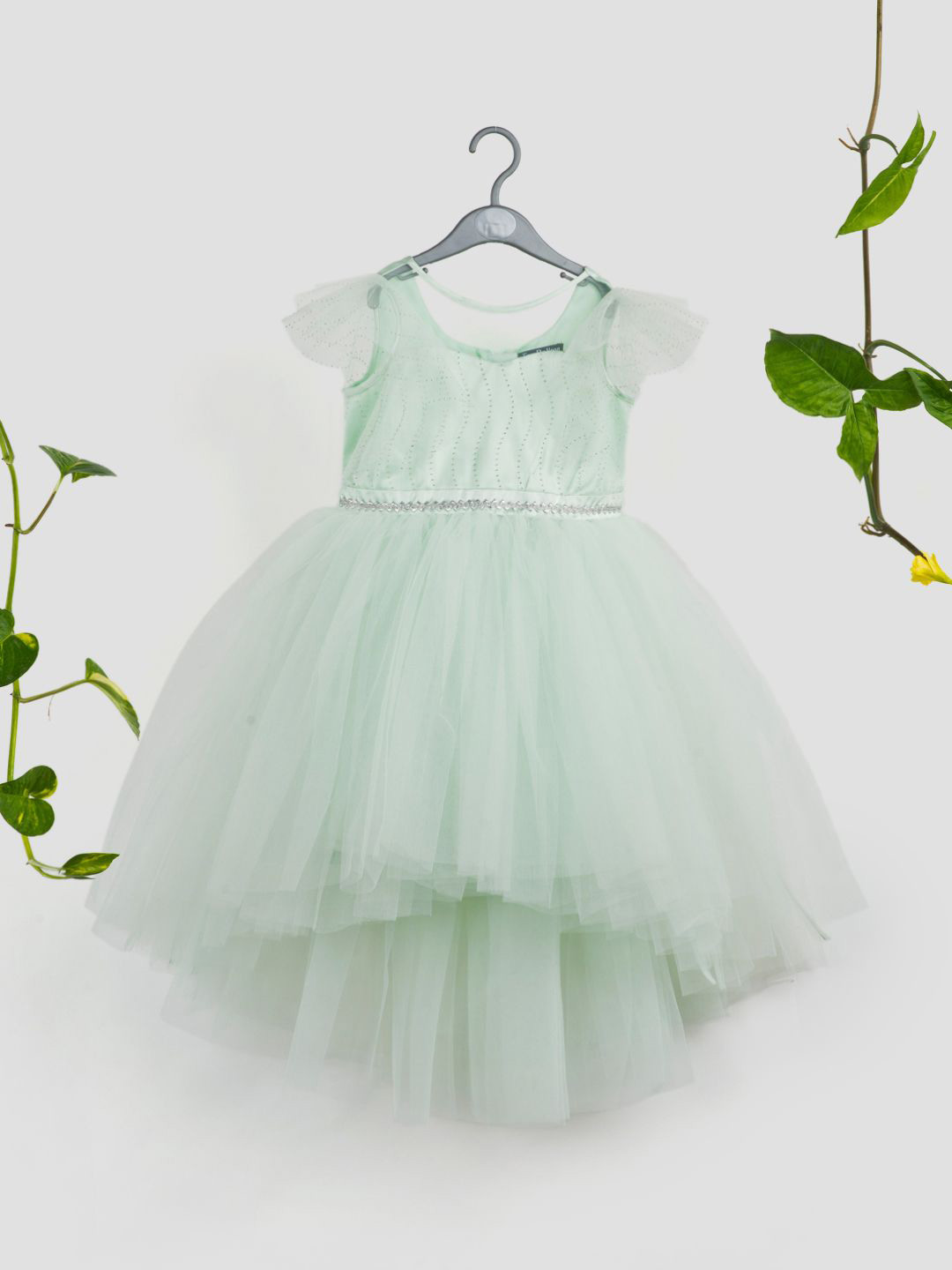 Toy Balloon kids Puff Sleeve Net Fit & Flare Knee Length Dress