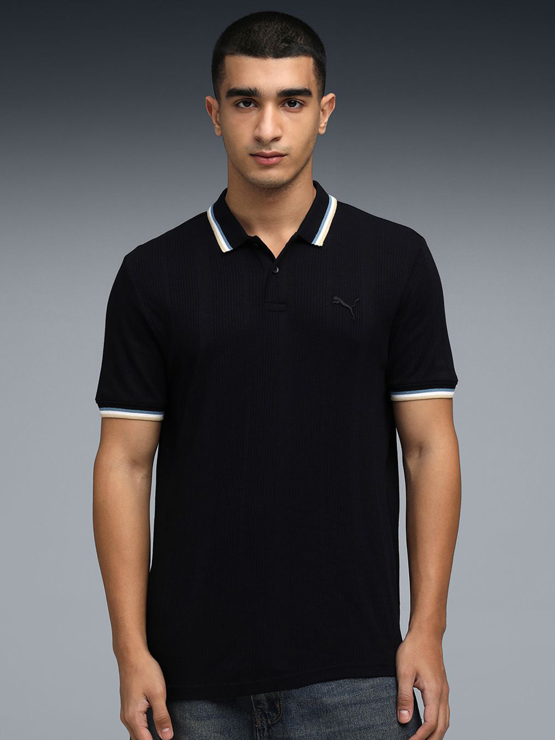 Puma Premium Essentials Eleveted Rib Polo Cotton Tshirt