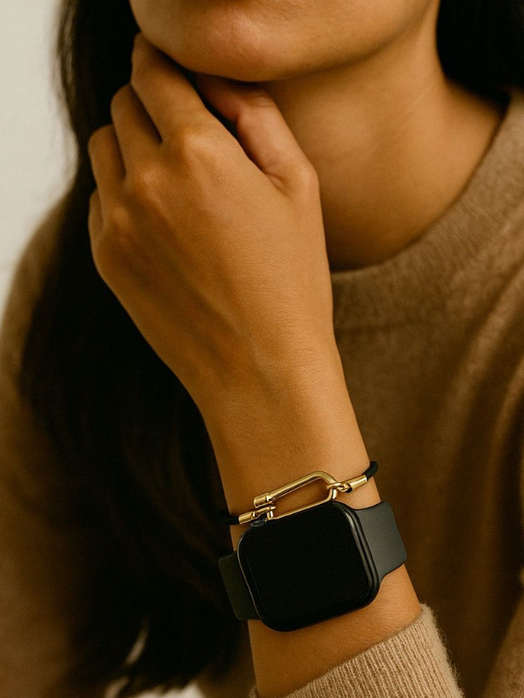 The Jewellery Tale Stainless Steel Gold-Plated Faux Leather Wraparound Bracelet