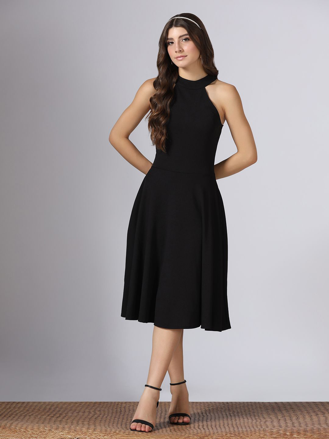 DressBerry Women Halter Neck Fit and Flare Dress