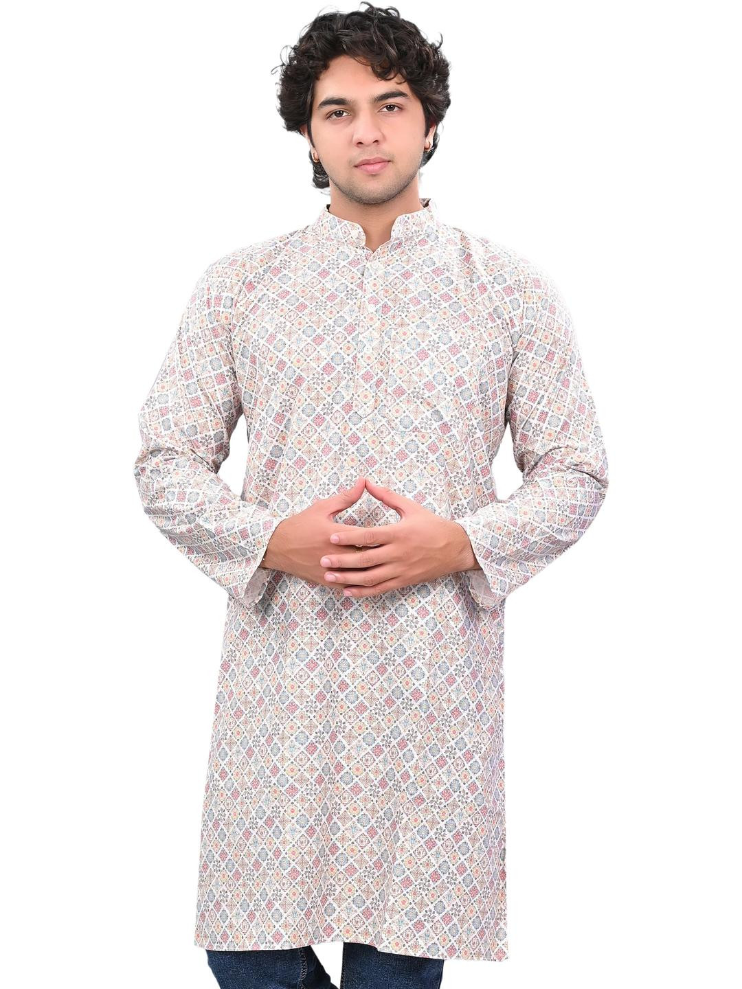 Dymano Beige Blended Kurtas