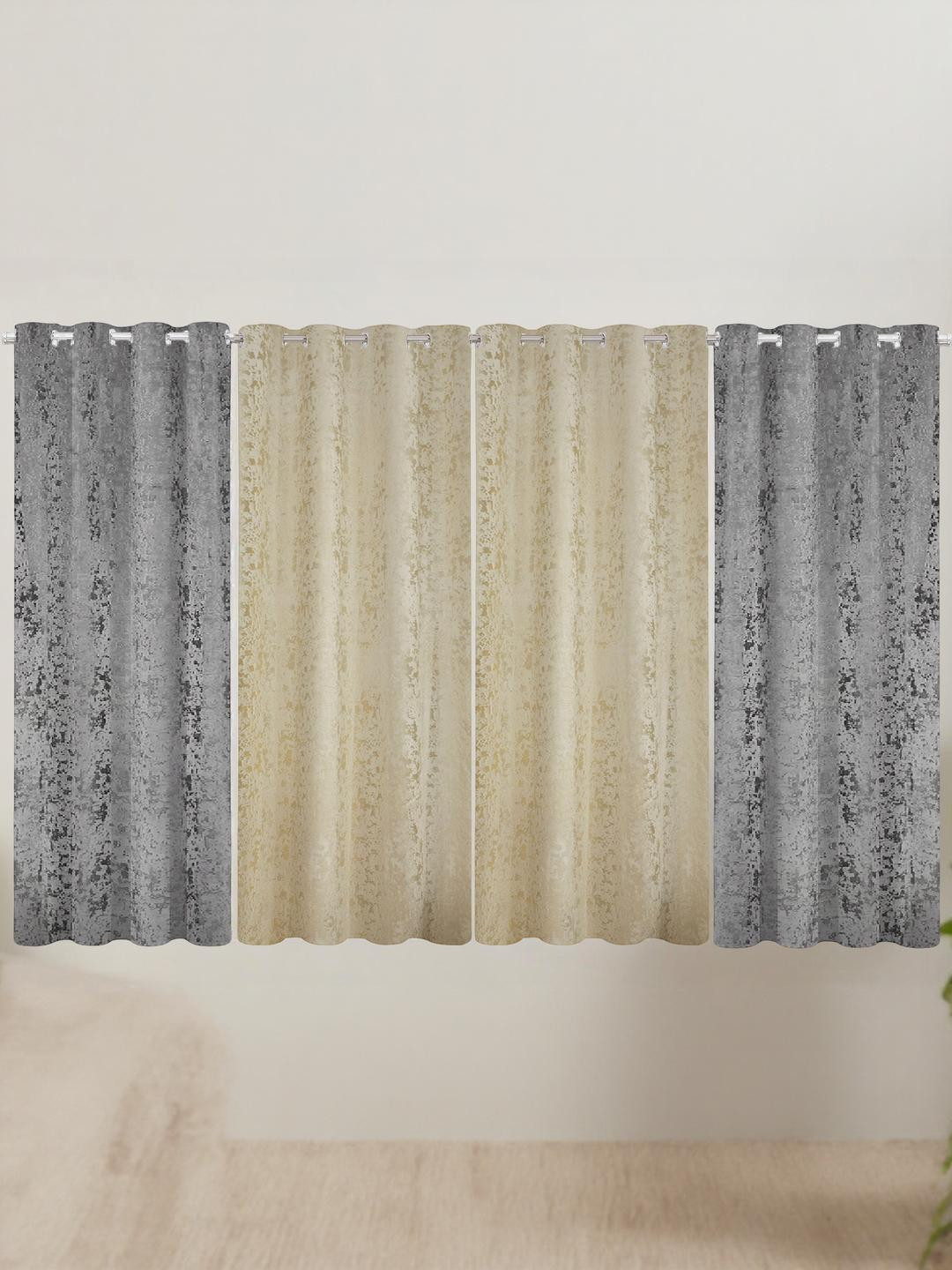 IVAZA Set of 4 Textured Velvet Curtains