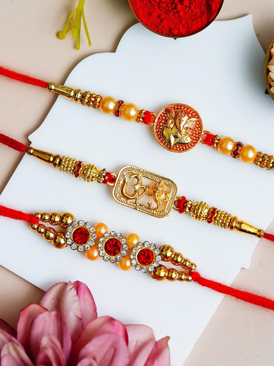 POORAK 6-Pcs Religious Assorted Rakhi Greeting Card & Roli Chawal