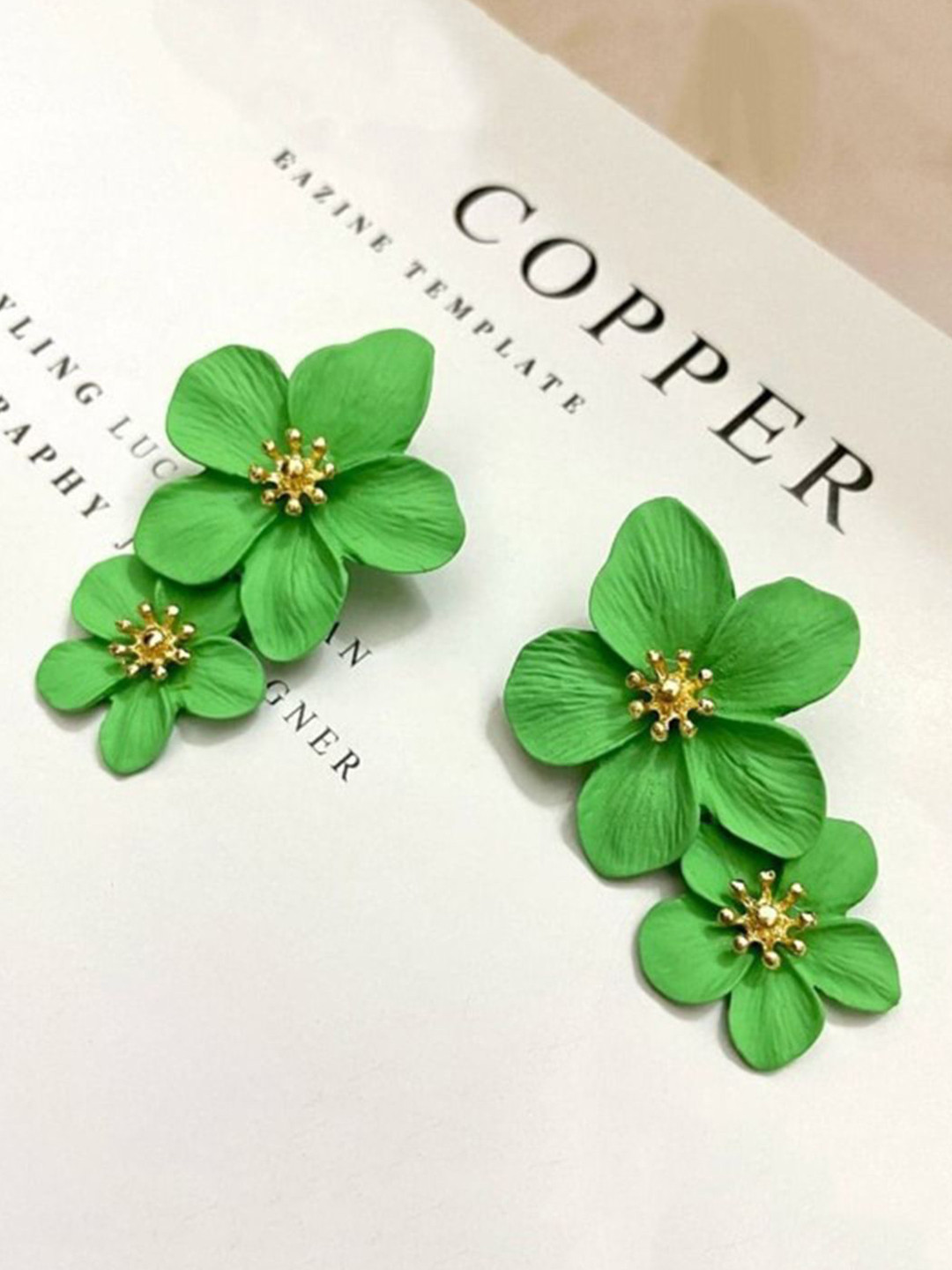 BEYTER Layered Petal Dangle Floral Drop Earrings