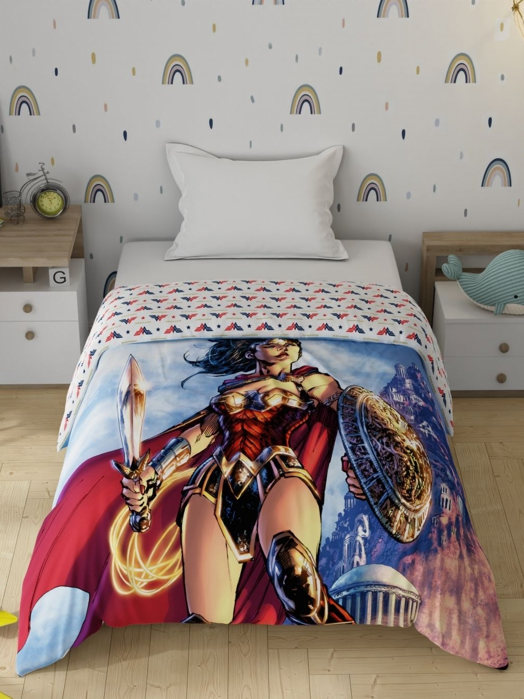 Portico License Wonder Women Printed AC Room Cotton Microfibre 120GSM Single Bed Comforter