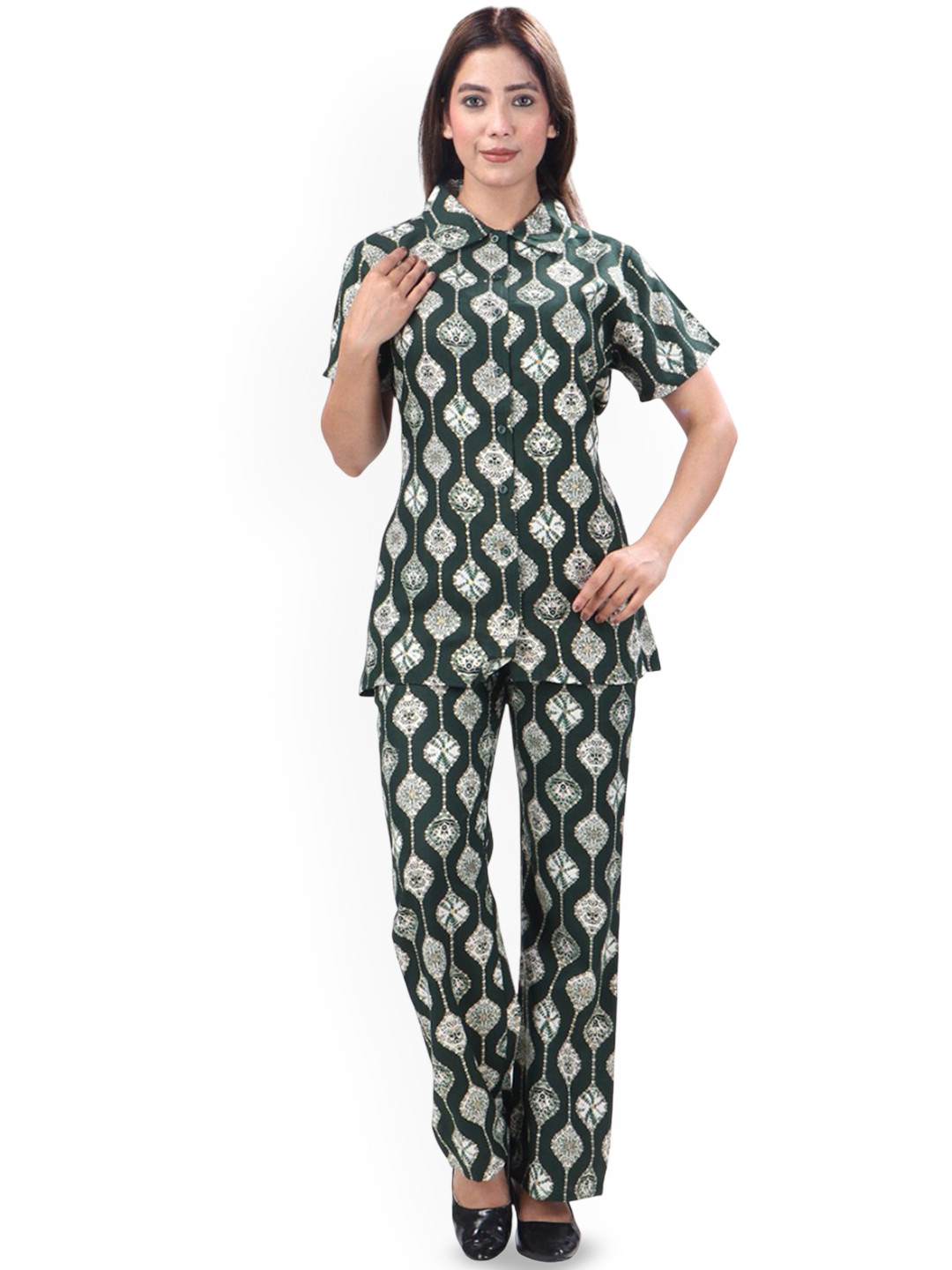 CLINT Printed Shirt Collar Shirt With Trousers Co-Ords